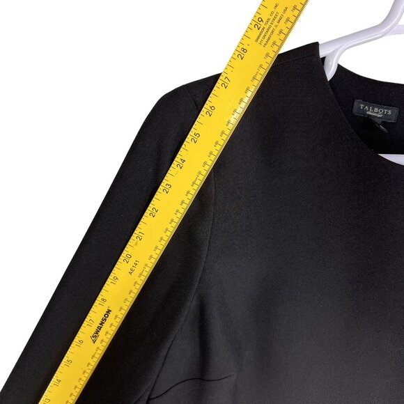 Talbots Womens 16 Black Shift Dress Long Sleeve Rhinestone Cuff Buttons Elegant - Picture 13 of 16